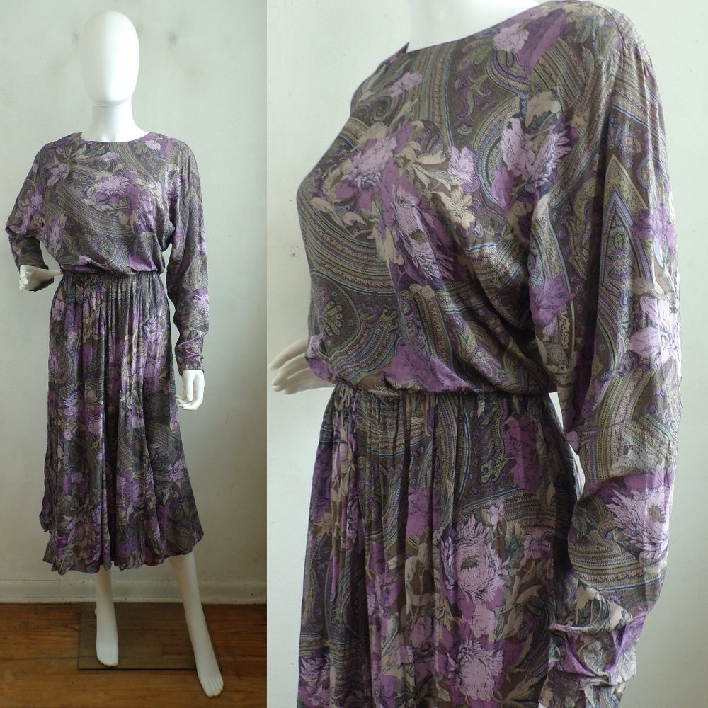 Vintage 90s Michelle Stuart dress small 4 purple